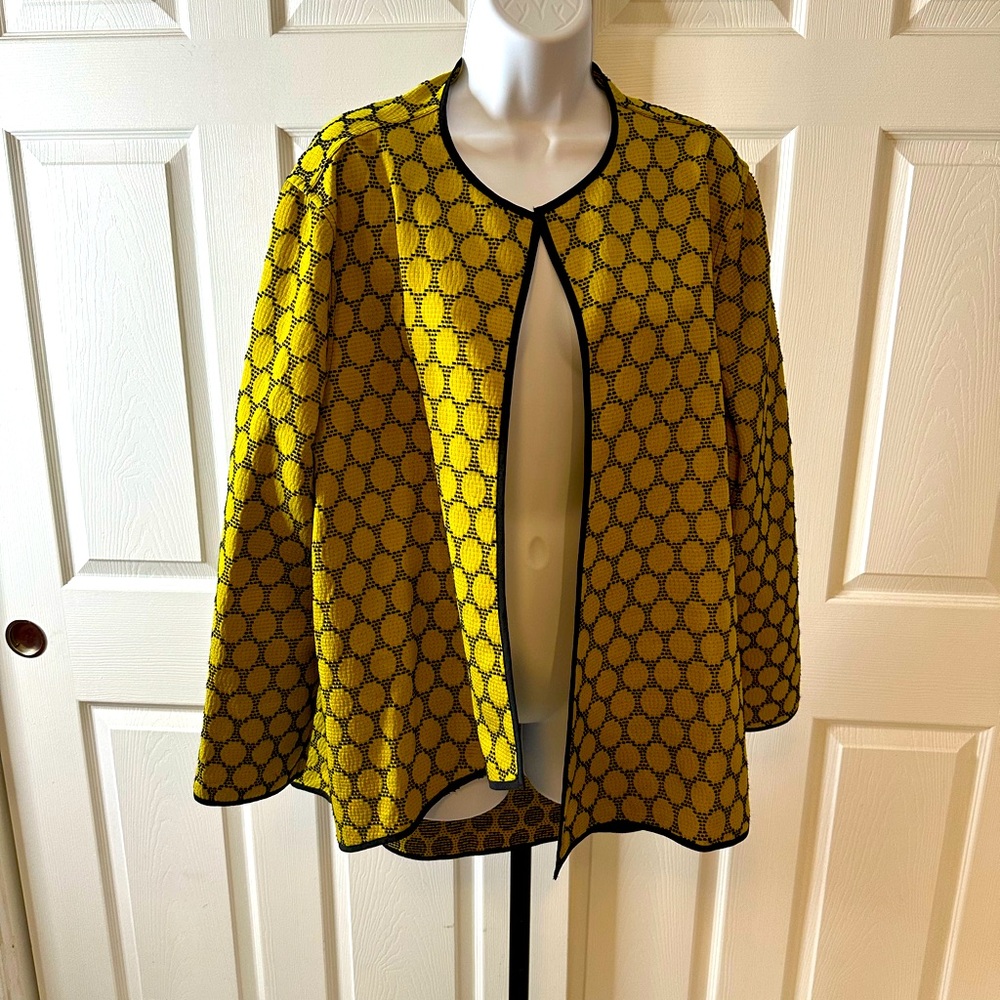 Women’s Marla Wynne open front topper/ cardigan SZ L dot print moss color